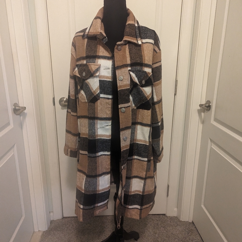 Brown Plaid Shacket - image 3